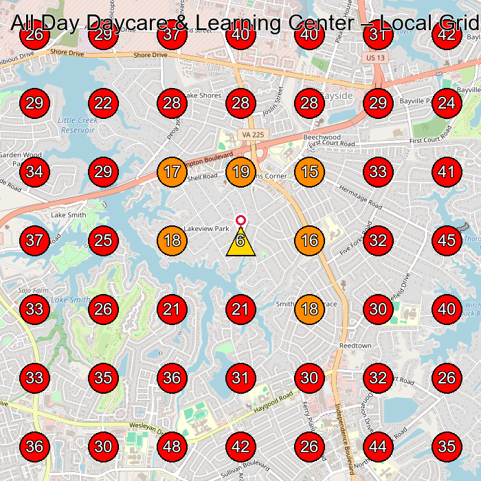 All Day Daycare & Learning Center GeoGrid visibility map for Day Care Center in Holly Ridge